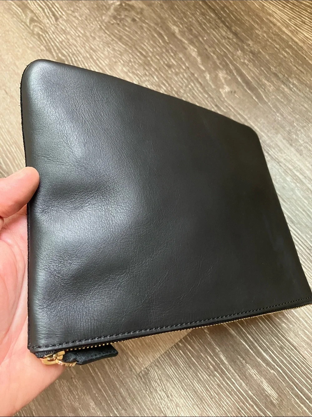 J.Crew Berkeley zipper pouch in leather and suede